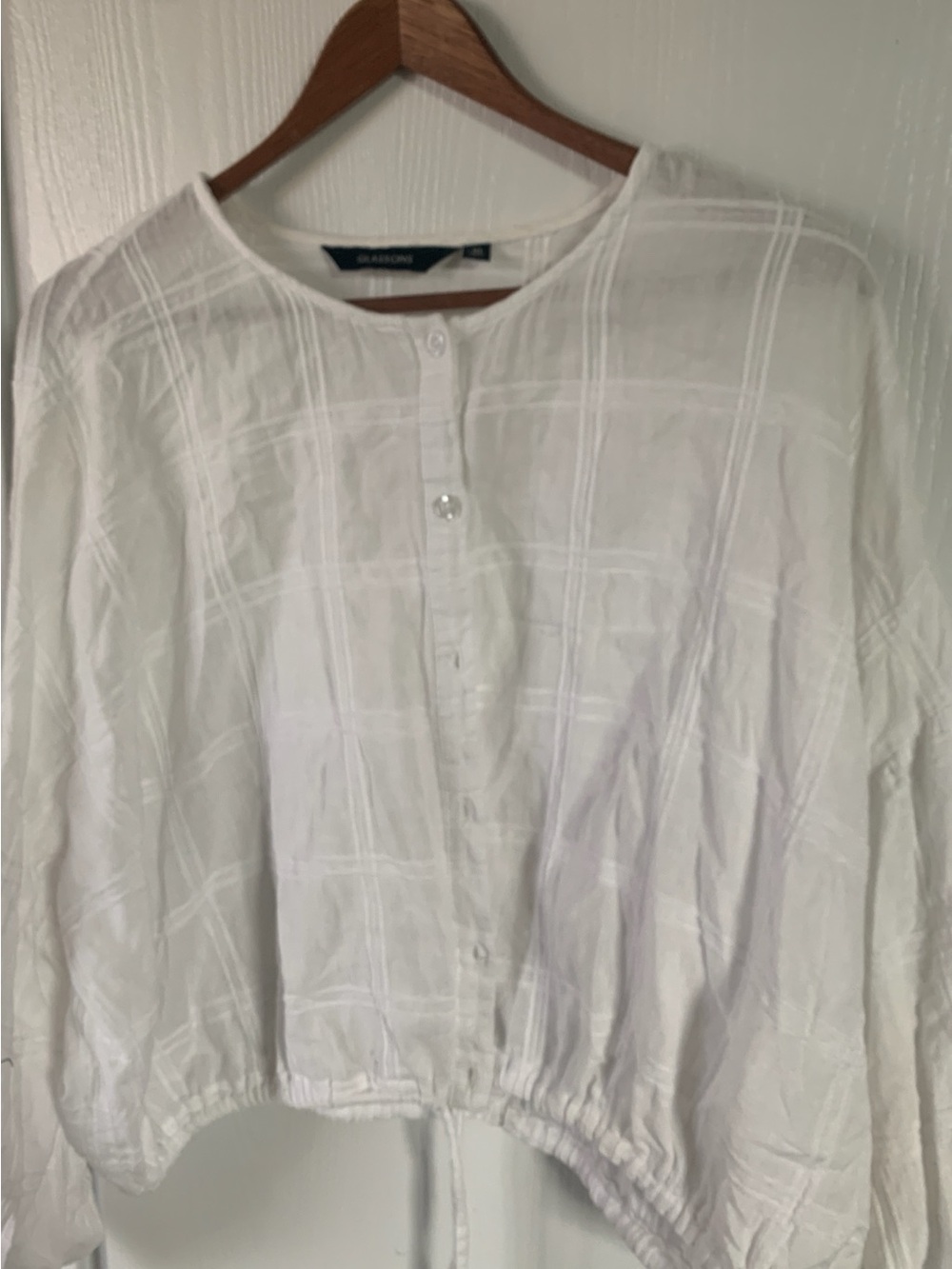 Glassons White Long Sleeve Button Front Crop Top